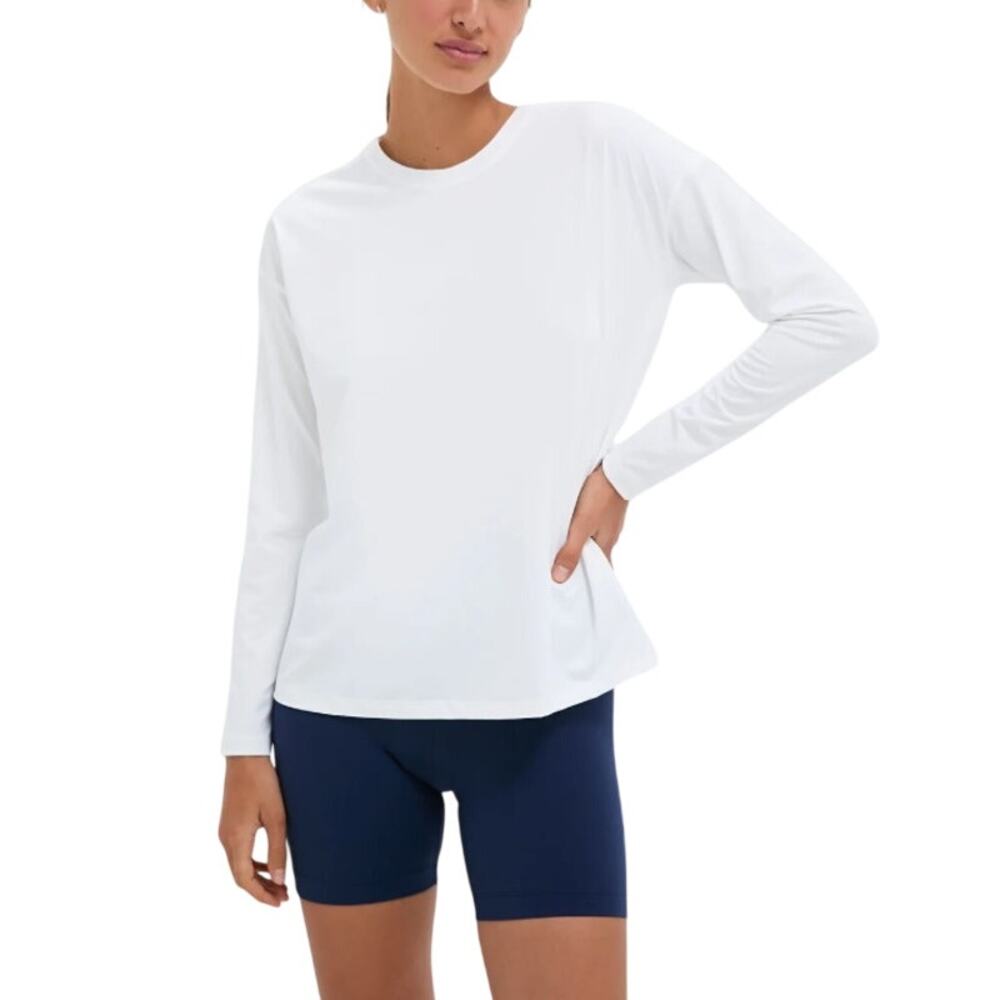 Tuckernuck Relaxed White Ryan Boyfriend Long Sleeve Tee Size M